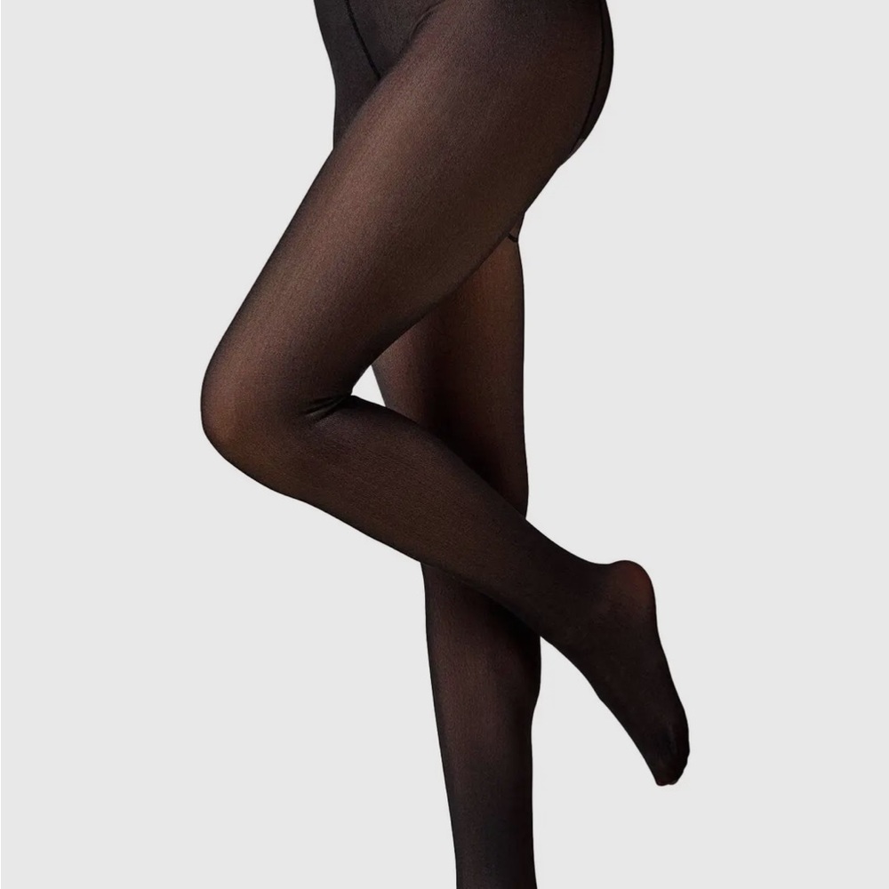 Black Opaque fleece pantyhose